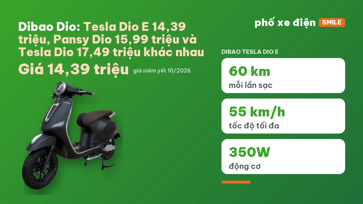 Ba mẫu xe điện Dibao Dio gồm Tesla Dio E, Pansy Dio và Tesla Dio