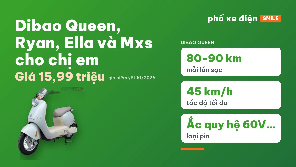 Bốn mẫu Dibao 45 km/h giá tháng 10/2026