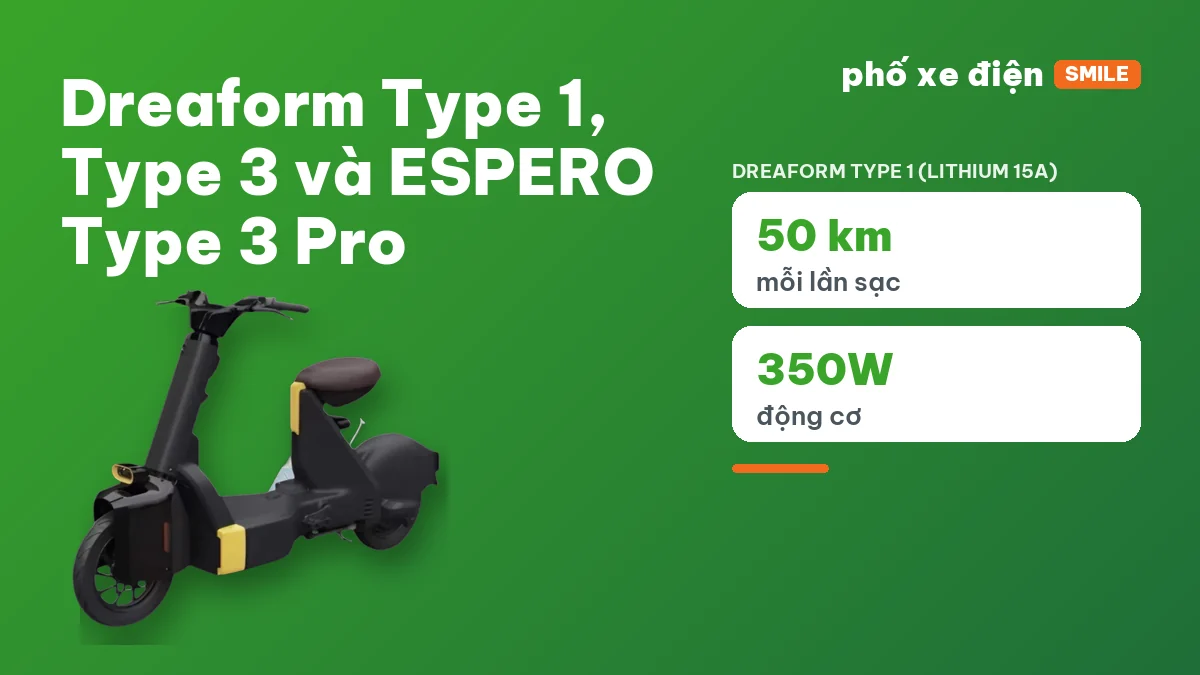 Xe điện Dreaform Type 1, Type 3 và ESPERO Type 3 Pro