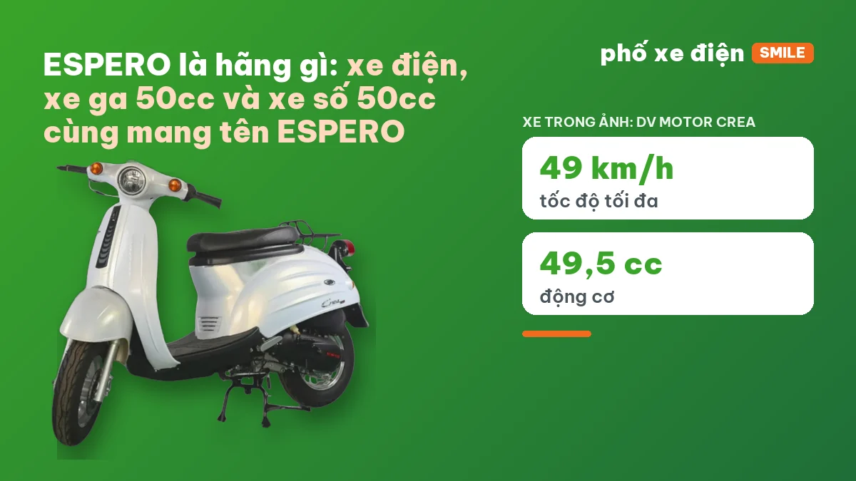 Ba nhóm xe mang tên ESPERO trong cửa hàng
