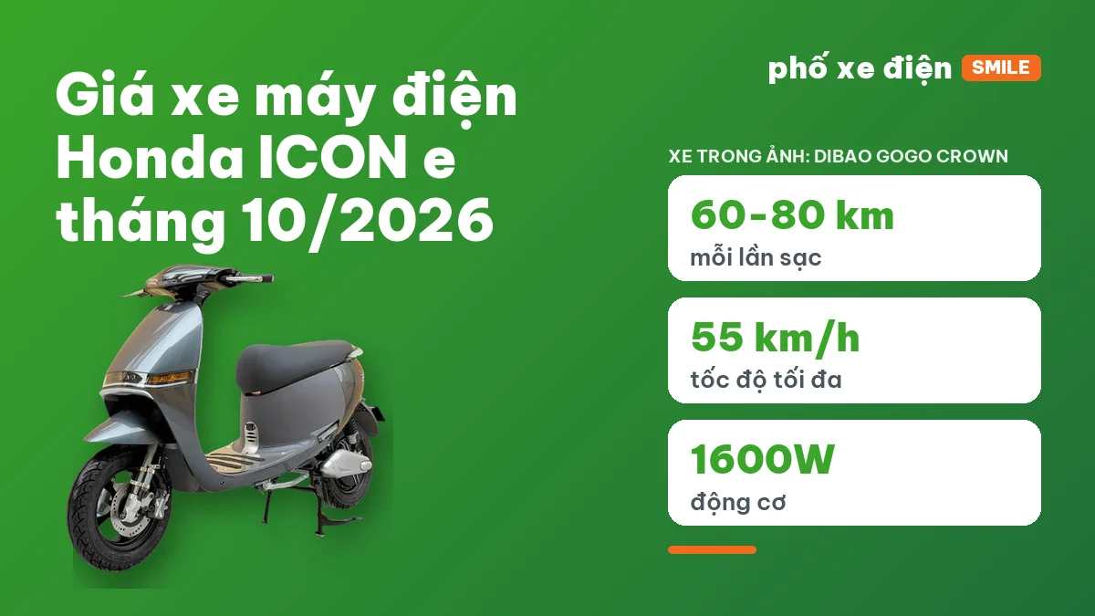 Xe máy điện Honda ICON e và pin thuê trên nền cam Phố Xe Điện Smile