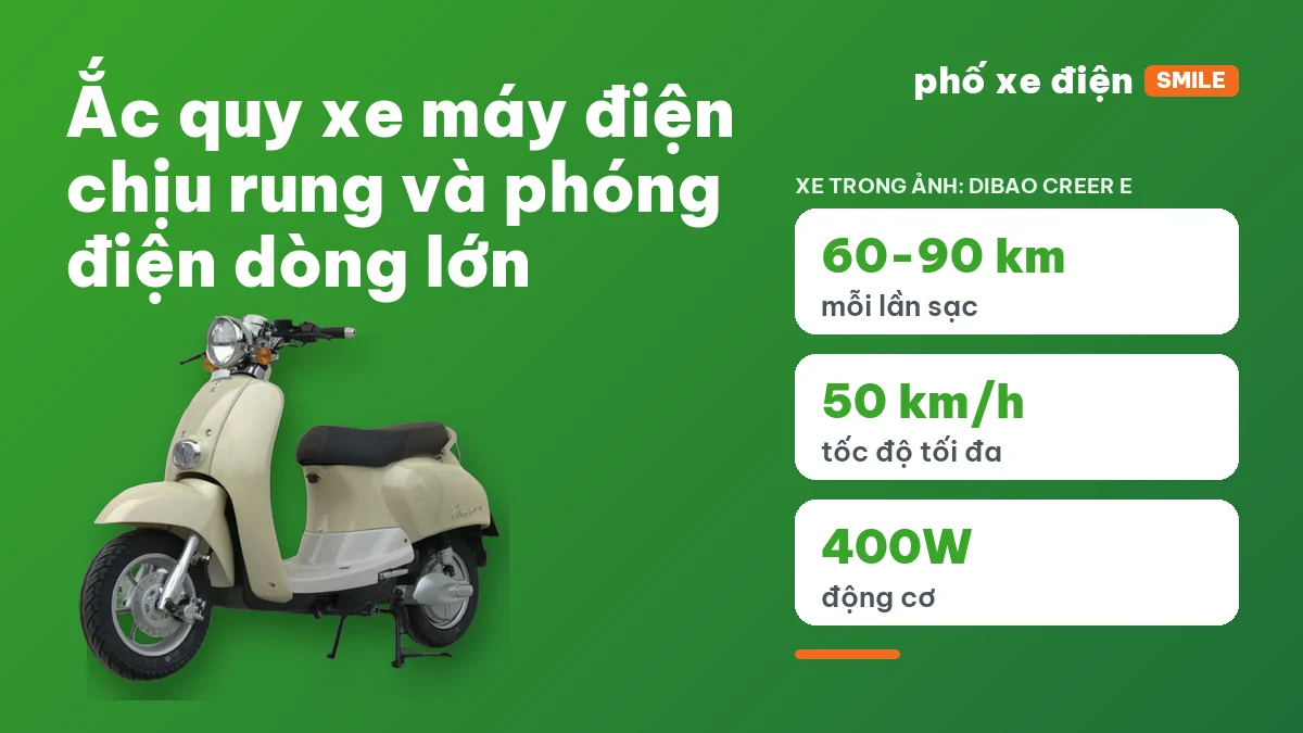 Xe máy điện qua đường xóc với ắc quy chịu rung