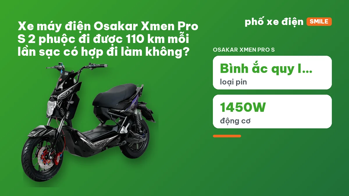 Xe máy điện Osakar Xmen Pro S 2 phuộc trước cửa hàng buổi sáng