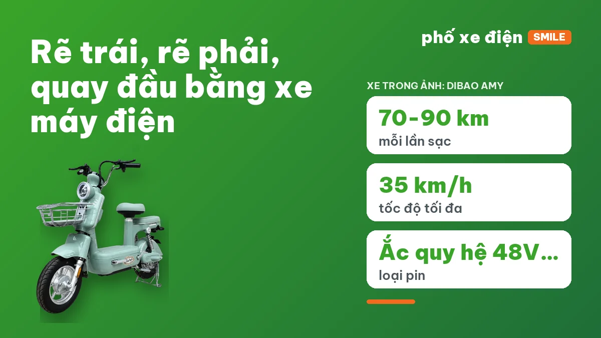Xe máy điện bật tín hiệu rẽ tại ngã ba