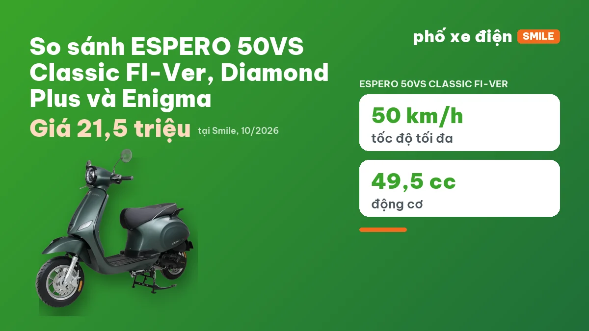 Ba bản xe ga 50cc ESPERO 50VS Classic FI-Ver, Diamond Plus và Enigma