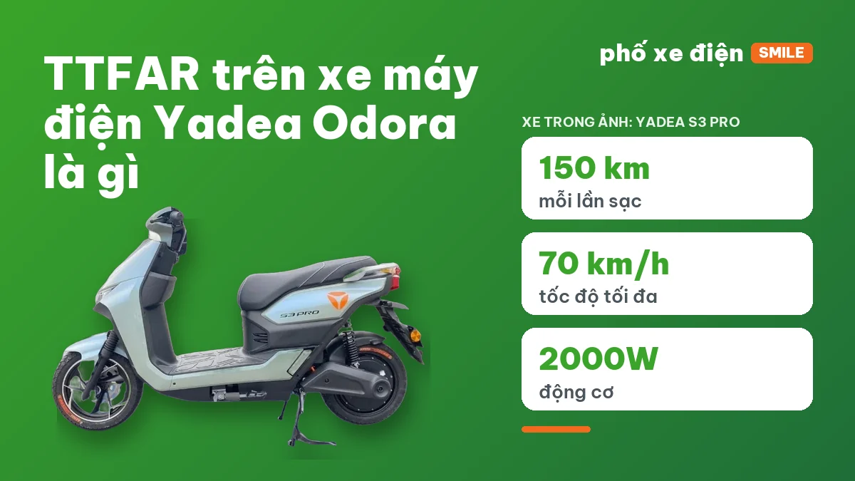 Xe máy điện Yadea Odora TTFAR đỗ trước cửa hàng xe điện