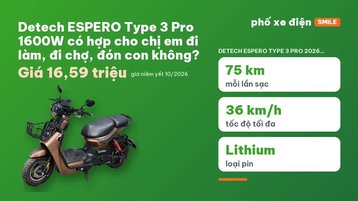 Xe máy điện Detech ESPERO Type 3 Pro tại cửa hàng