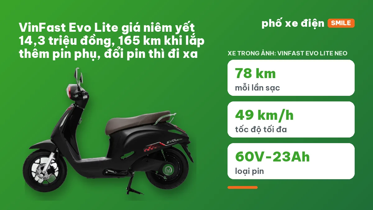 Xe máy điện VinFast Evo Lite với 2 khay chứa pin trong cốp