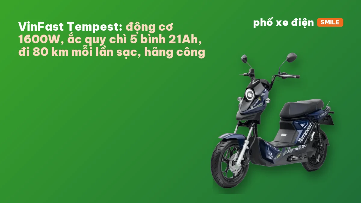 Xe máy điện VinFast Tempest trưng bày tại cửa hàng Phố Xe Điện Smile