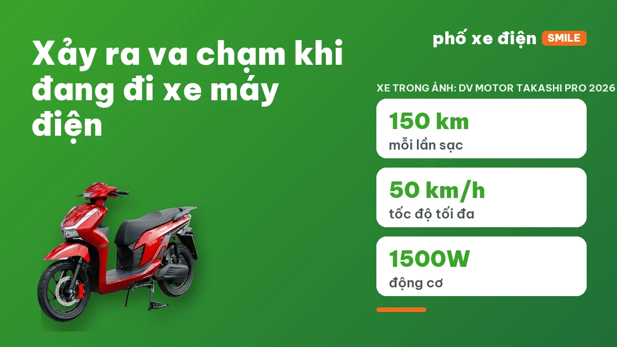 Xe máy điện dừng xe và giữ nguyên hiện trường sau va chạm