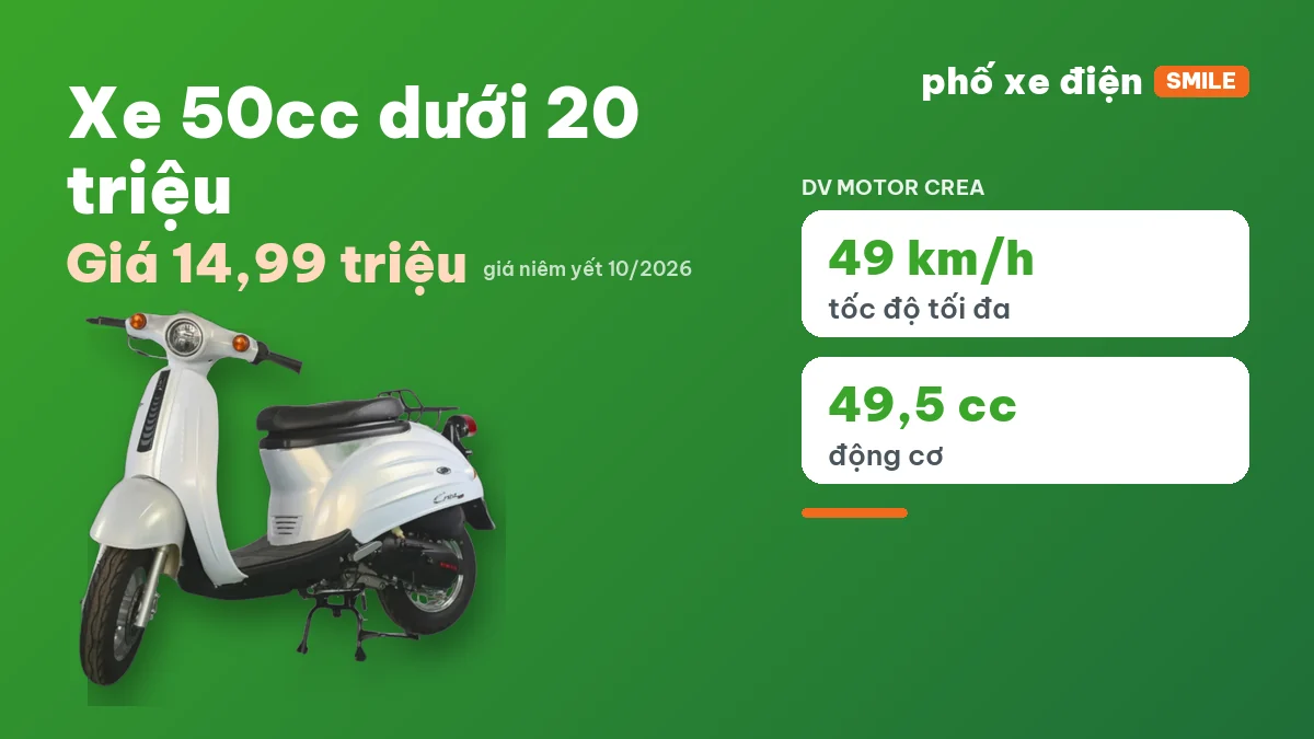 Giá xe 50cc dưới 20 triệu tháng 10/2026