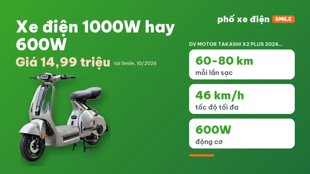 So sánh các mẫu xe điện Takashi 1000W và 600W