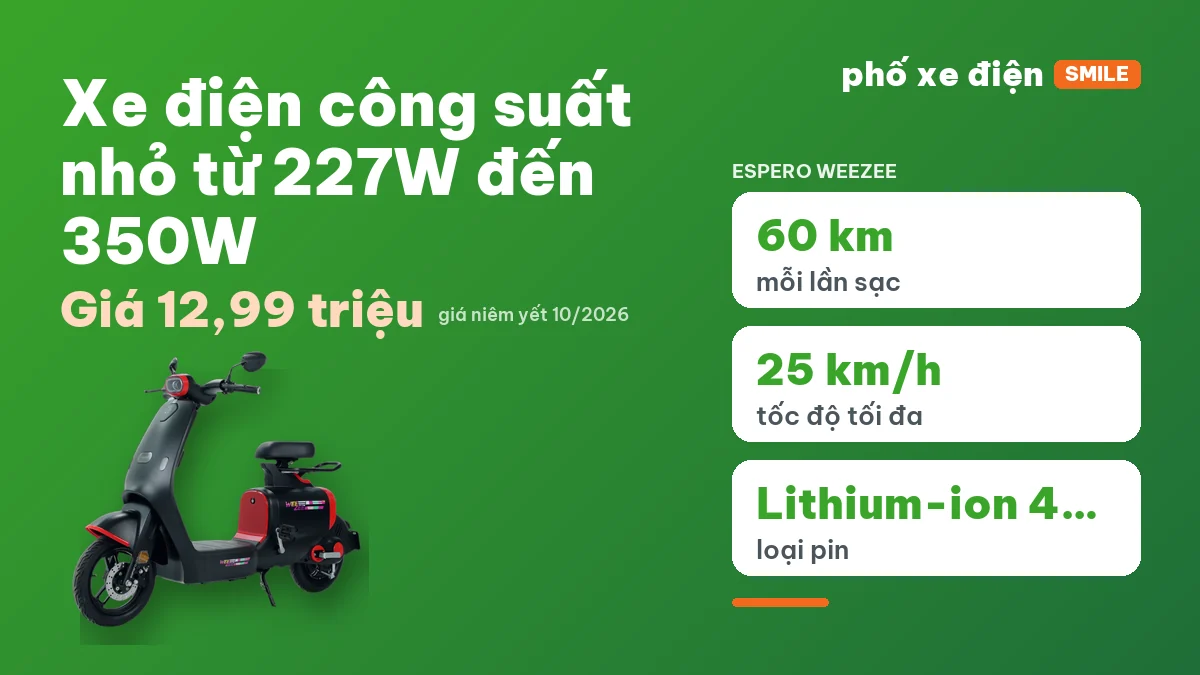 Sáu mẫu xe điện công suất nhỏ trong cửa hàng