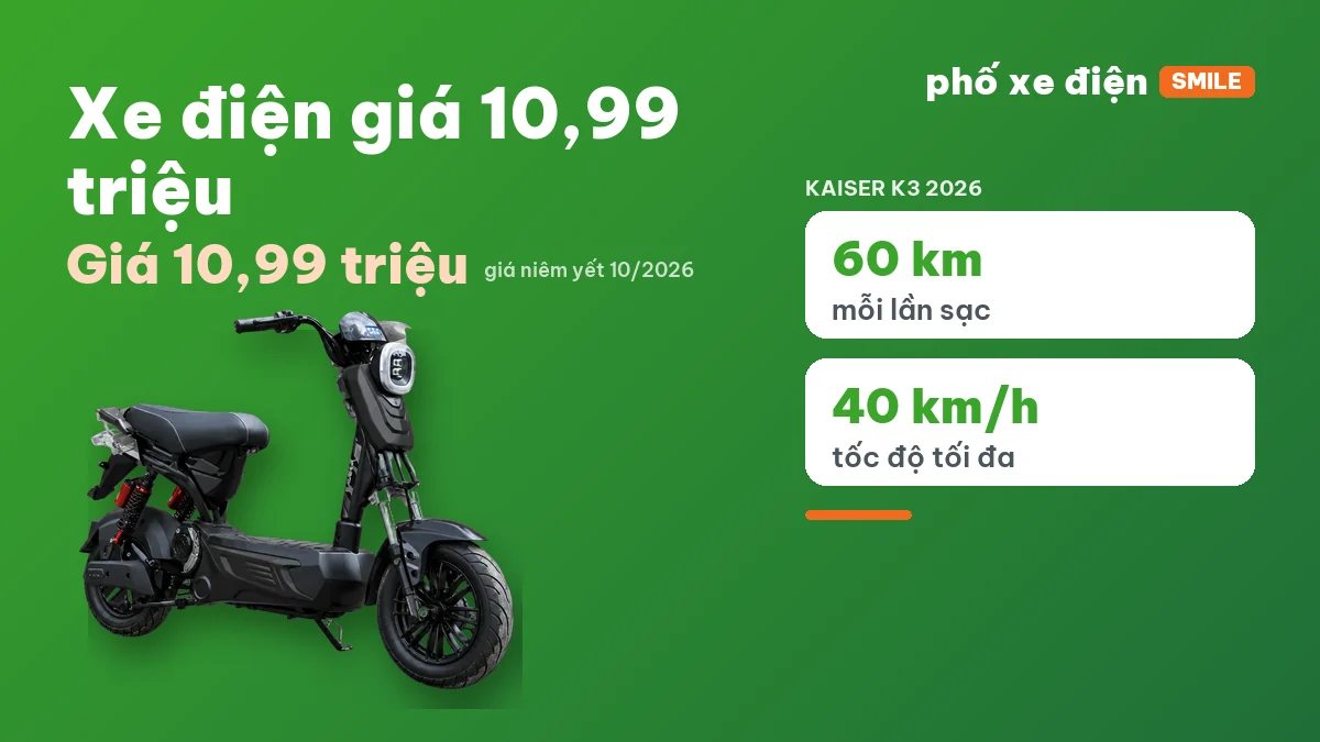 Xe điện giá 10,99 triệu Kaiser K3, NAVO X-Power và Yaka R2