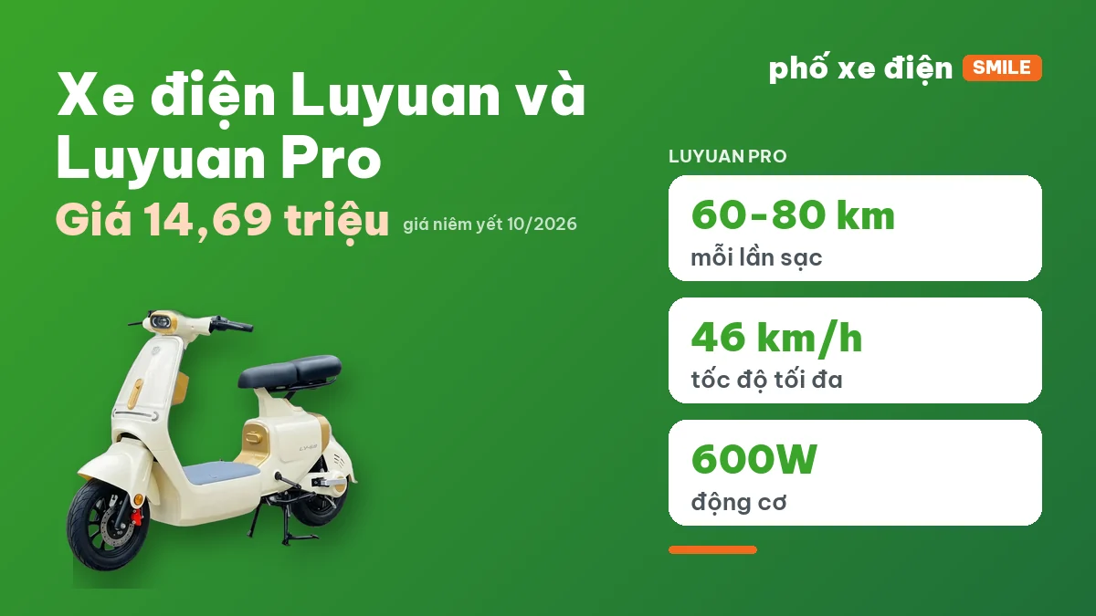 Xe điện Luyuan và Luyuan Pro xếp cạnh nhau để so sánh giá và thông số