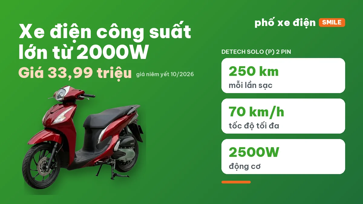 Bảy mẫu xe điện từ 2000W trong cửa hàng