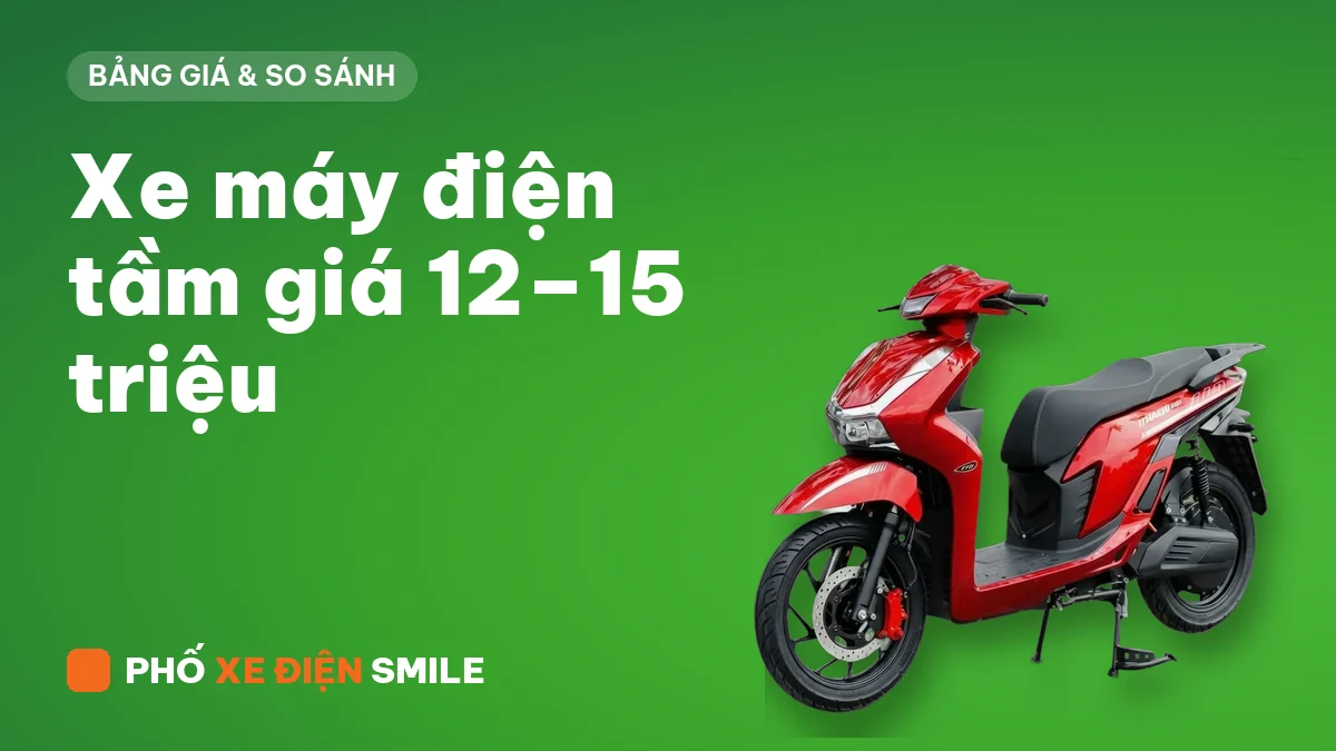 Bốn mẫu xe máy điện tầm giá 12 đến 15 triệu xếp cạnh nhau