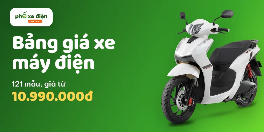 Bảng giá xe máy điện: 121 mẫu, giá tham khảo từ 10.990.000đ